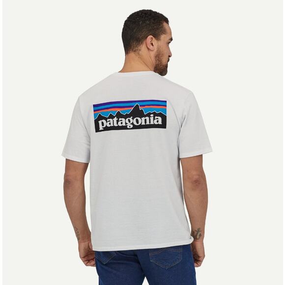 PATAGONIA P-6 Logo Responsibili-Tee White Short Sleeve Crewneck T-Shirt Men's XL - Picture 2 of 11